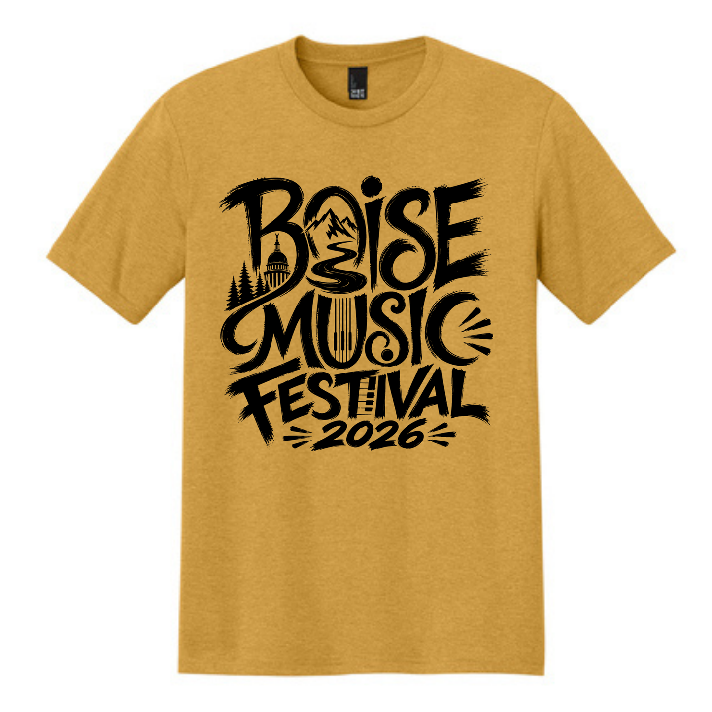 BMF 2026 - District® Perfect Tri® Tee - OCHRE YELLOW HEATHER