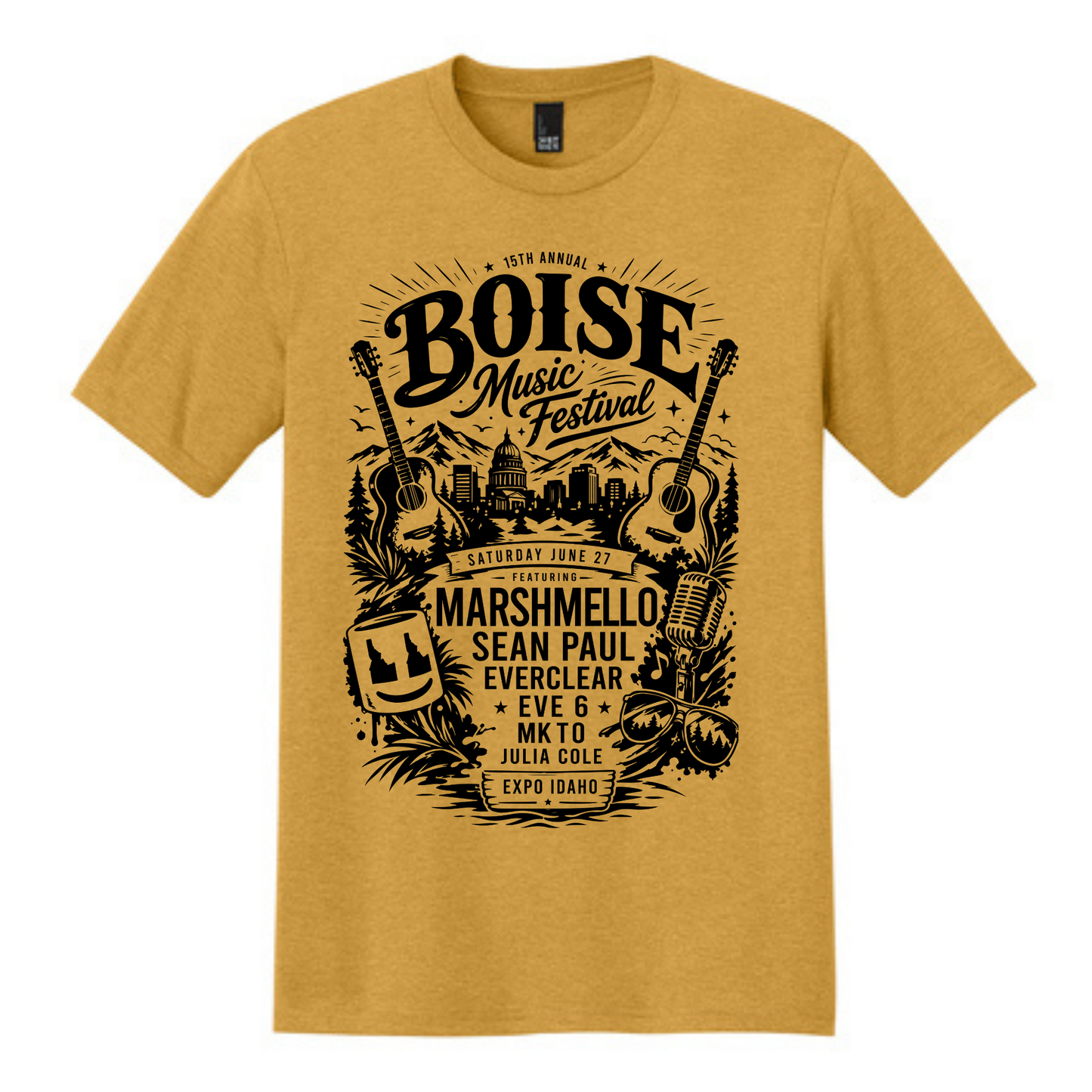 BMF 2026 - District® Perfect Tri® Tee - OCHRE YELLOW HEATHER