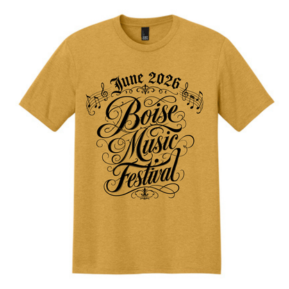BMF 2026 - District® Perfect Tri® Tee - OCHRE YELLOW HEATHER