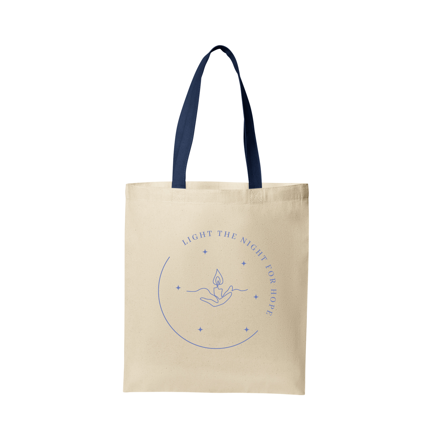 Light the Night for Hope - Core Cotton Tote - Natural w/ Navy Handles