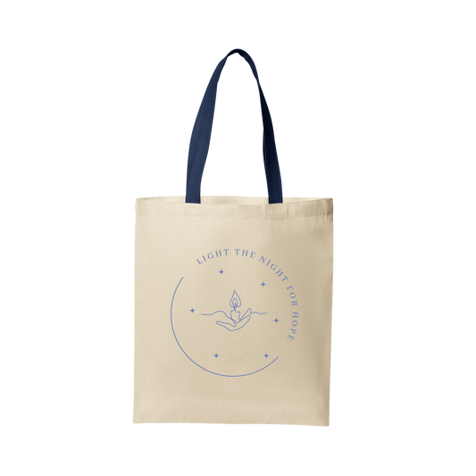 Light the Night for Hope - Core Cotton Tote - Natural w/ Navy Handles