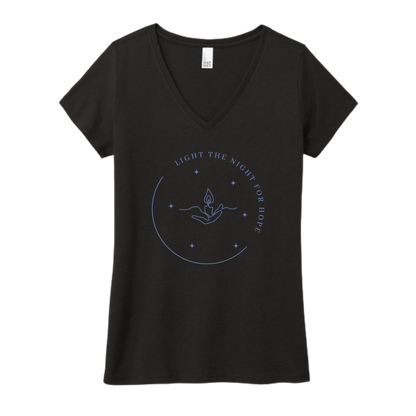Light the Night for Hope - Women's V-Neck Tee - Black