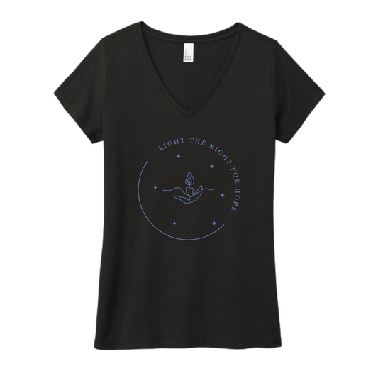 Light the Night for Hope - Women's V-Neck Tee - Black