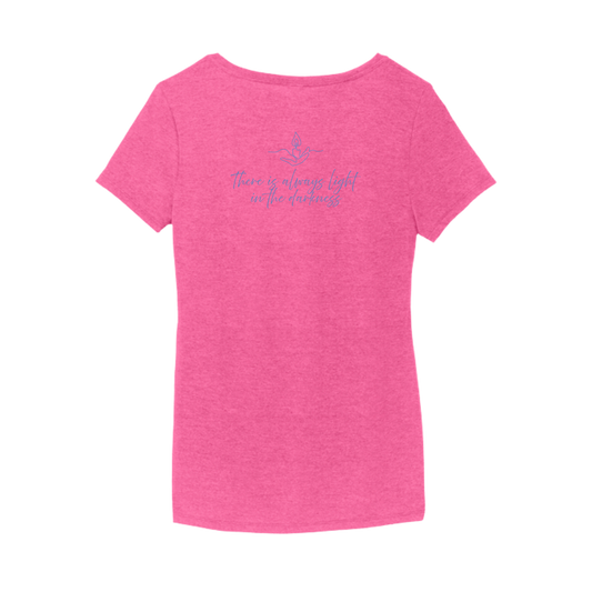 Light the Night for Hope - Women's V-Neck Tee - Fuchsia Frost