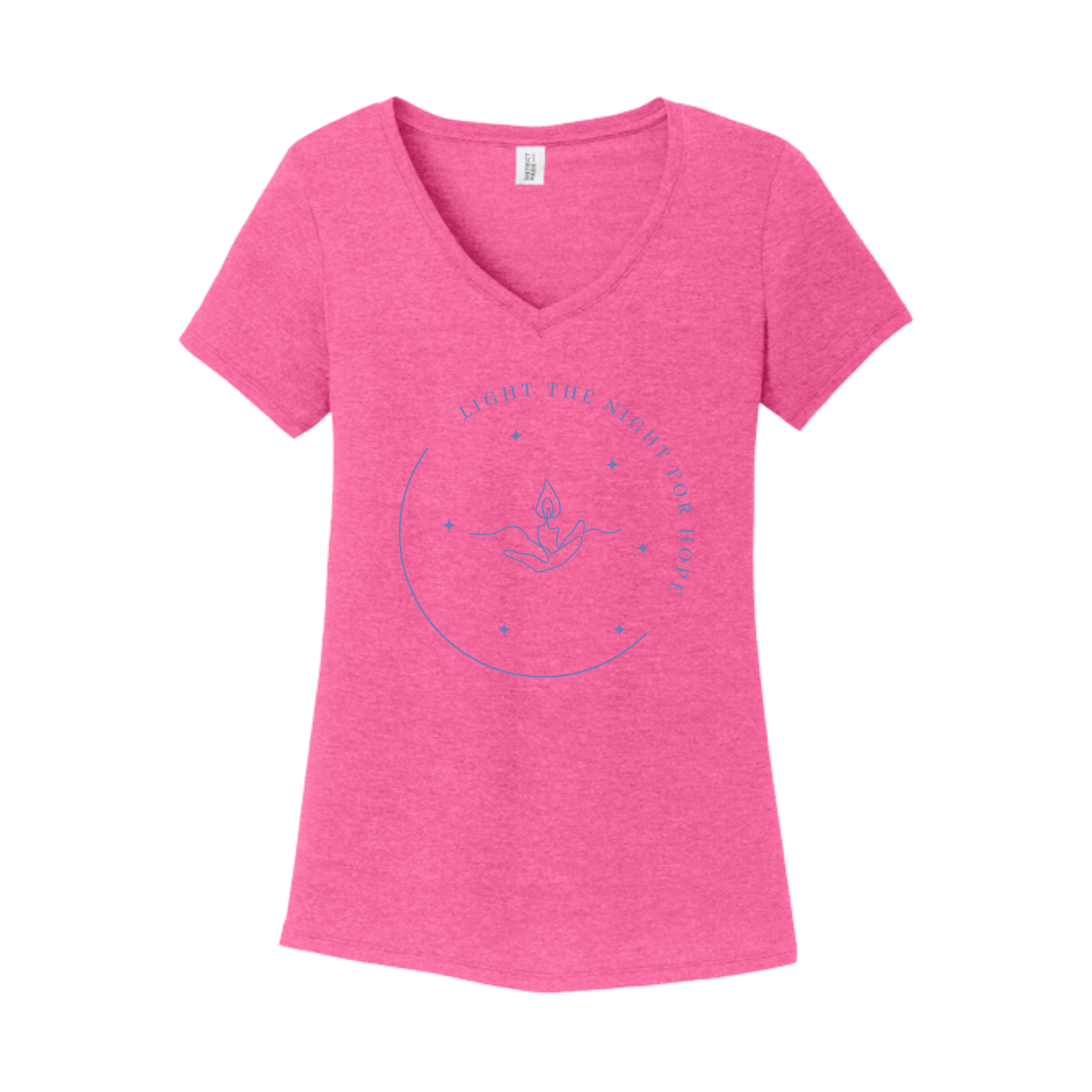 Light the Night for Hope - Women's V-Neck Tee - Fuchsia Frost
