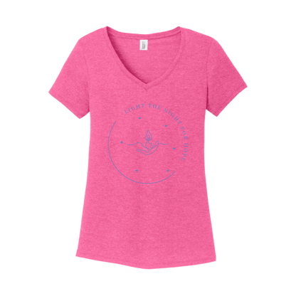 Light the Night for Hope - Women's V-Neck Tee - Fuchsia Frost