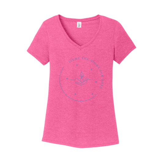 Light the Night for Hope - Women's V-Neck Tee - Fuchsia Frost