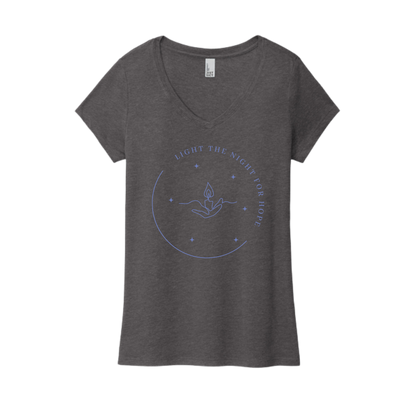 Light the Night for Hope - Women's V-Neck Tee - Heathered Charcoal