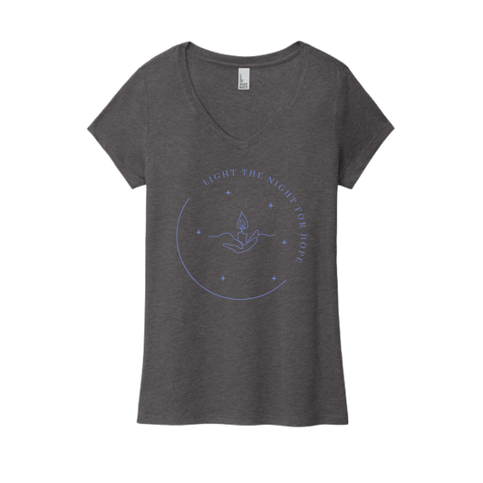 Light the Night for Hope - Women's V-Neck Tee - Heathered Charcoal