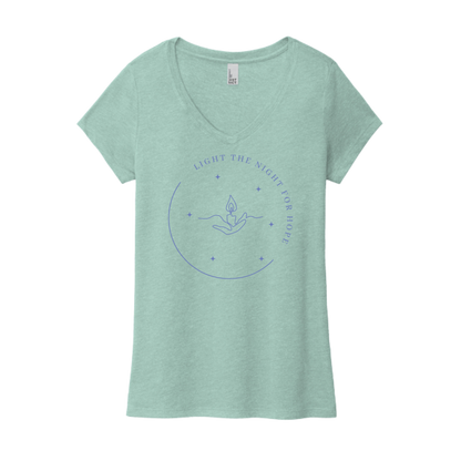 Light the Night for Hope - Women's V-Neck Tee - Heathered Dusty Sage