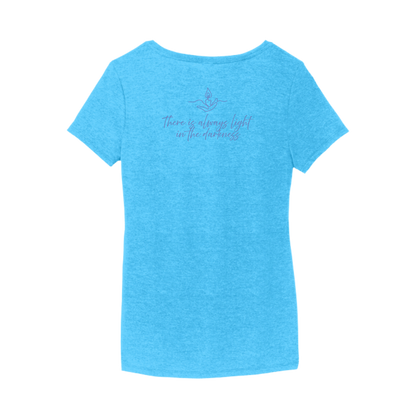 Light the Night for Hope - Women's V-Neck Tee - Turquoise Frost