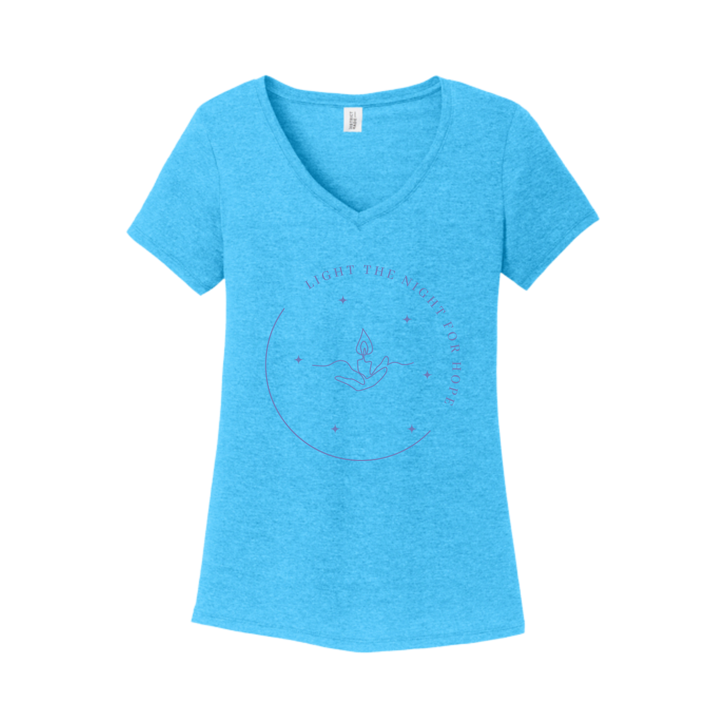 Light the Night for Hope - Women's V-Neck Tee - Turquoise Frost