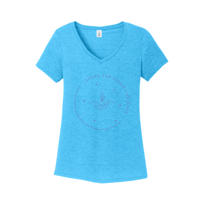 Light the Night for Hope - Women's V-Neck Tee - Turquoise Frost