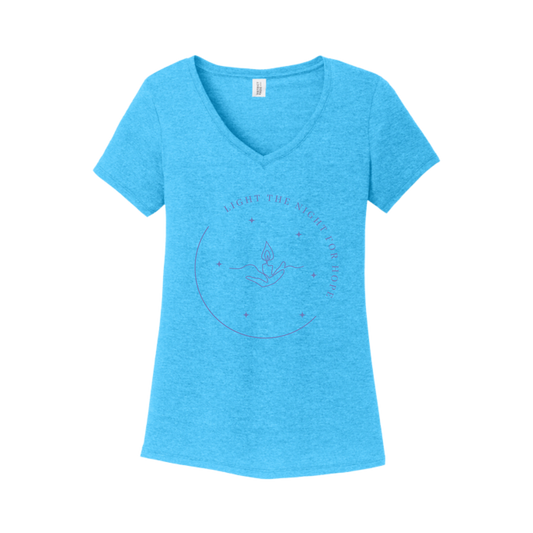 Light the Night for Hope - Women's V-Neck Tee - Turquoise Frost