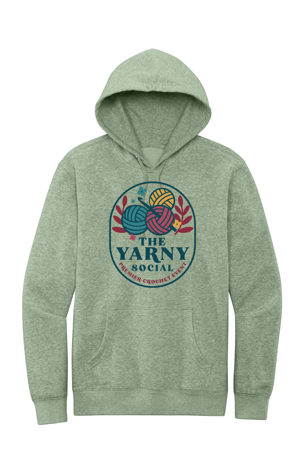 Yarny Social - Fleece Hoodie - Heathered Dusty Sage