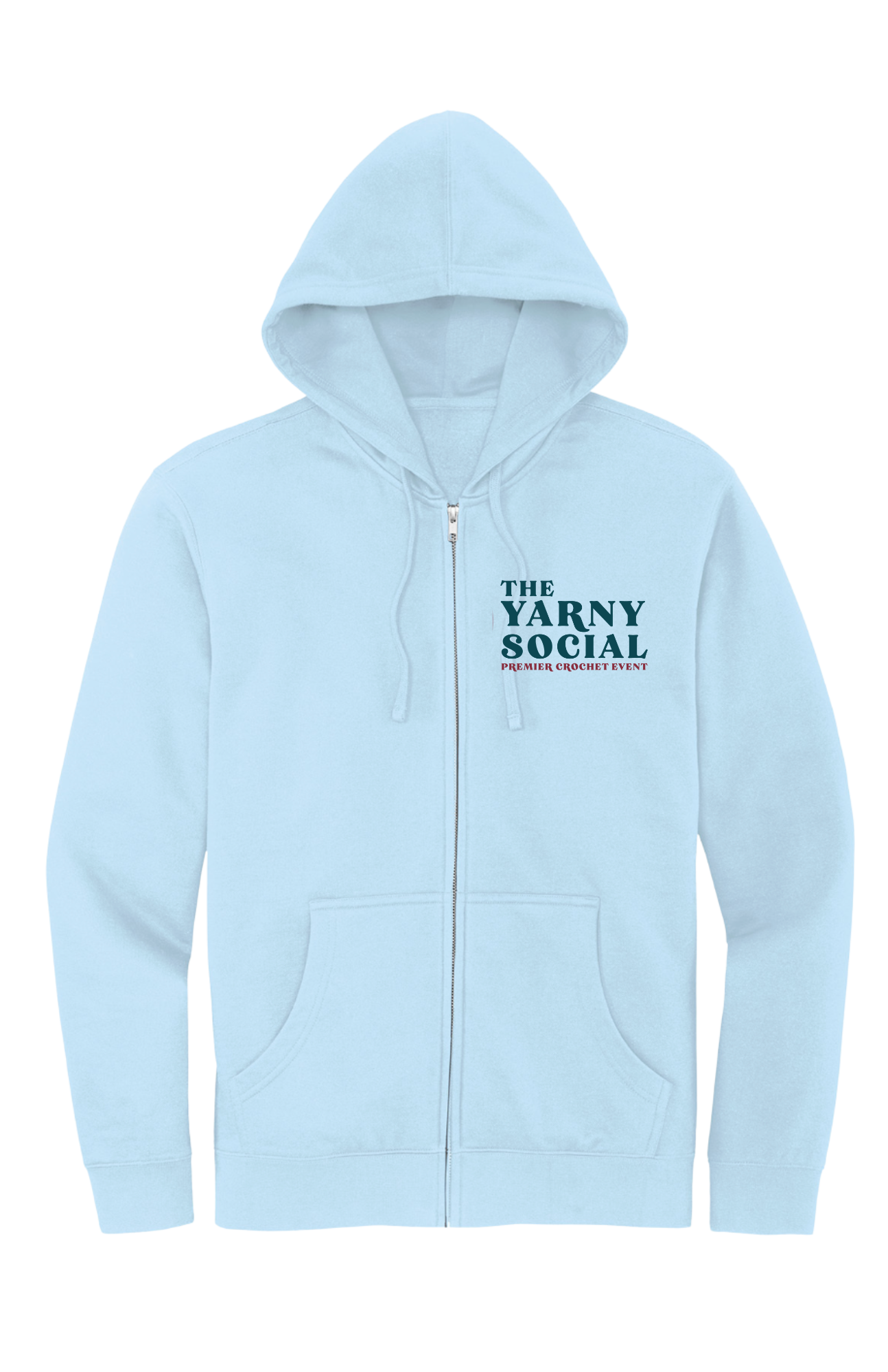 Yarny Social - Fleece Full Zip Hoodie - Ice Blue