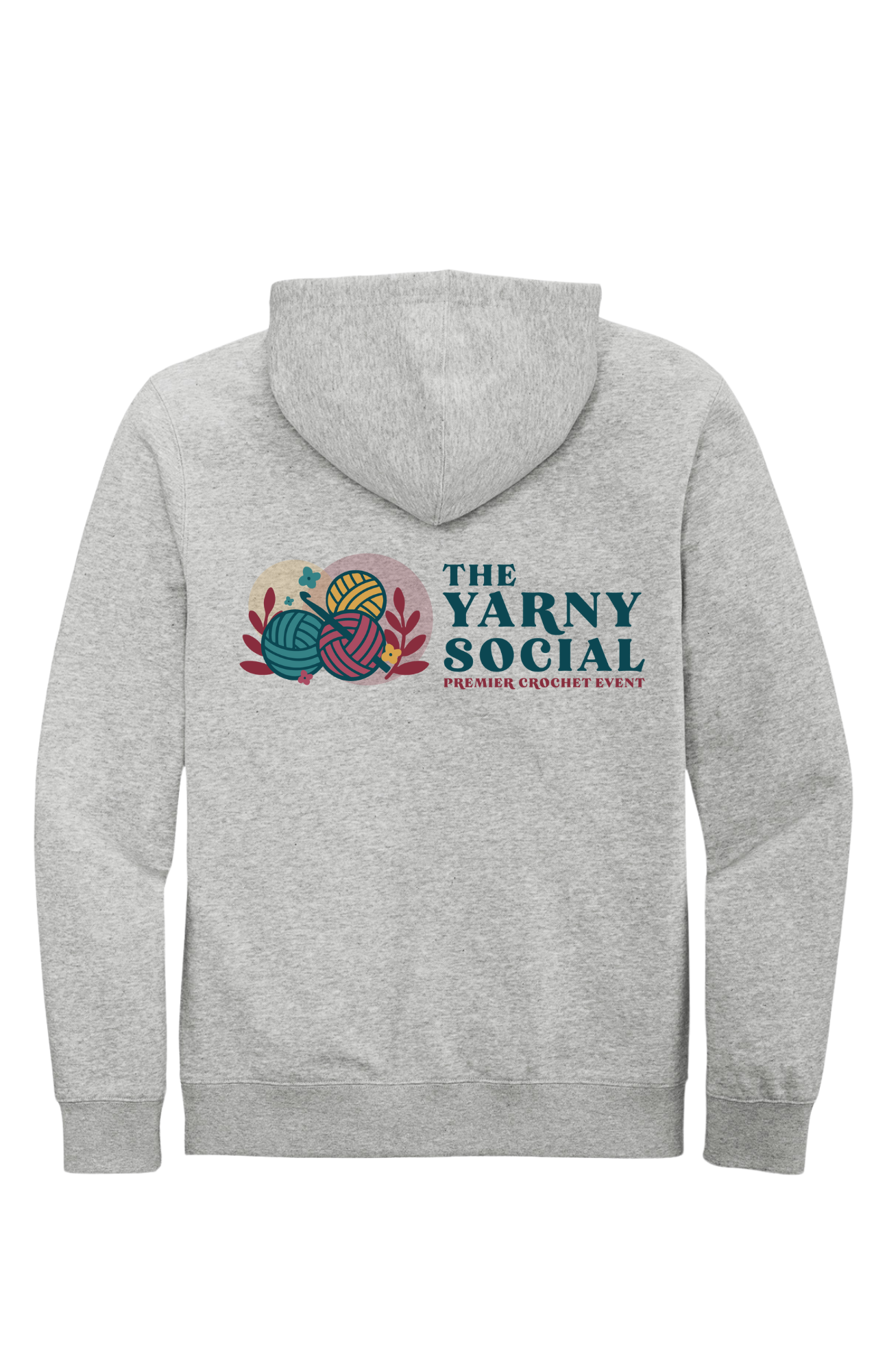 Yarny Social - Fleece Full Zip Hoodie - Light Grey Heather