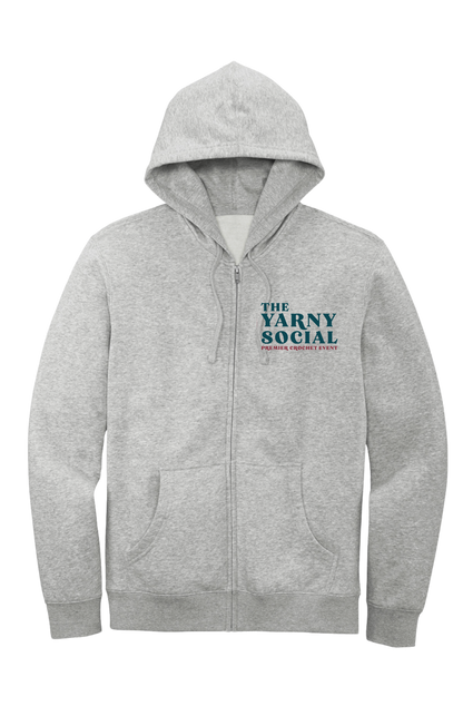 Yarny Social - Fleece Full Zip Hoodie - Light Grey Heather