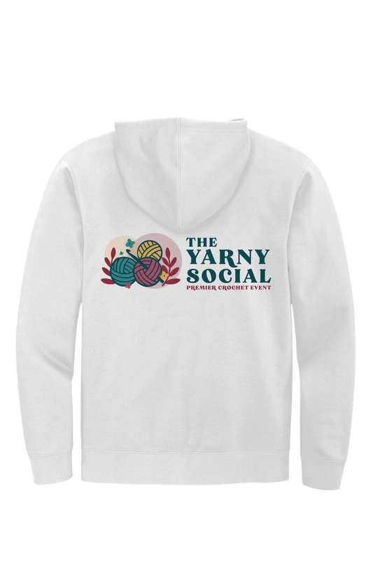 Yarny Social - Fleece Full Zip Hoodie - White