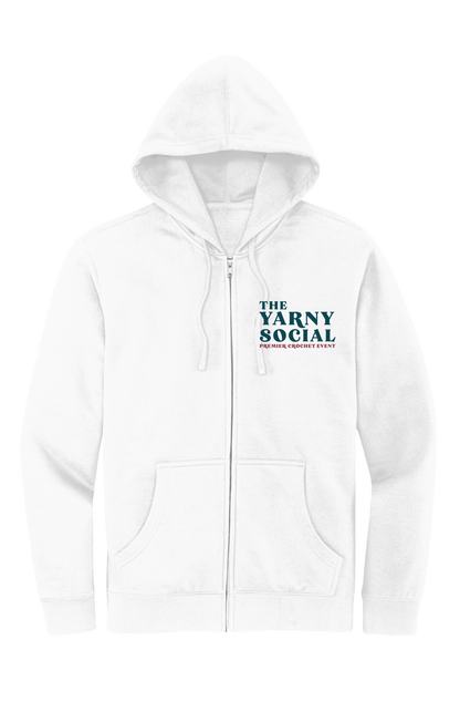 Yarny Social - Fleece Full Zip Hoodie - White