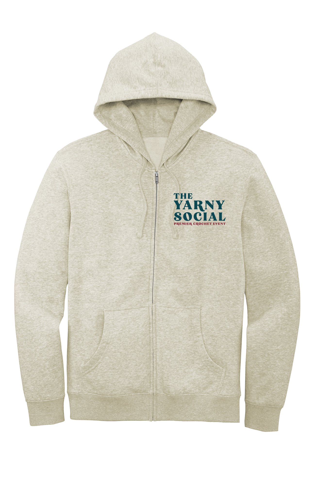 Yarny Social - Fleece Full Zip Hoodie - Oatmeal Heather