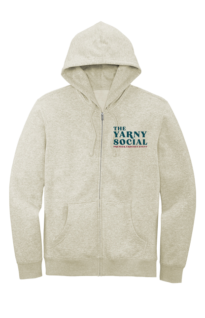 Yarny Social - Fleece Full Zip Hoodie - Oatmeal Heather